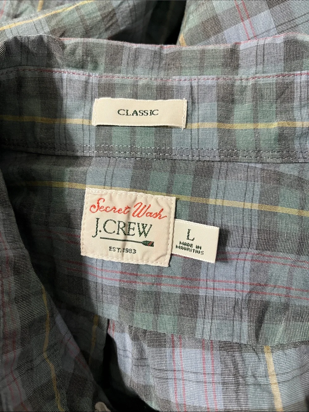 J. Crew Men's Secret Wash Cotton Poplin Shirt Sz Large